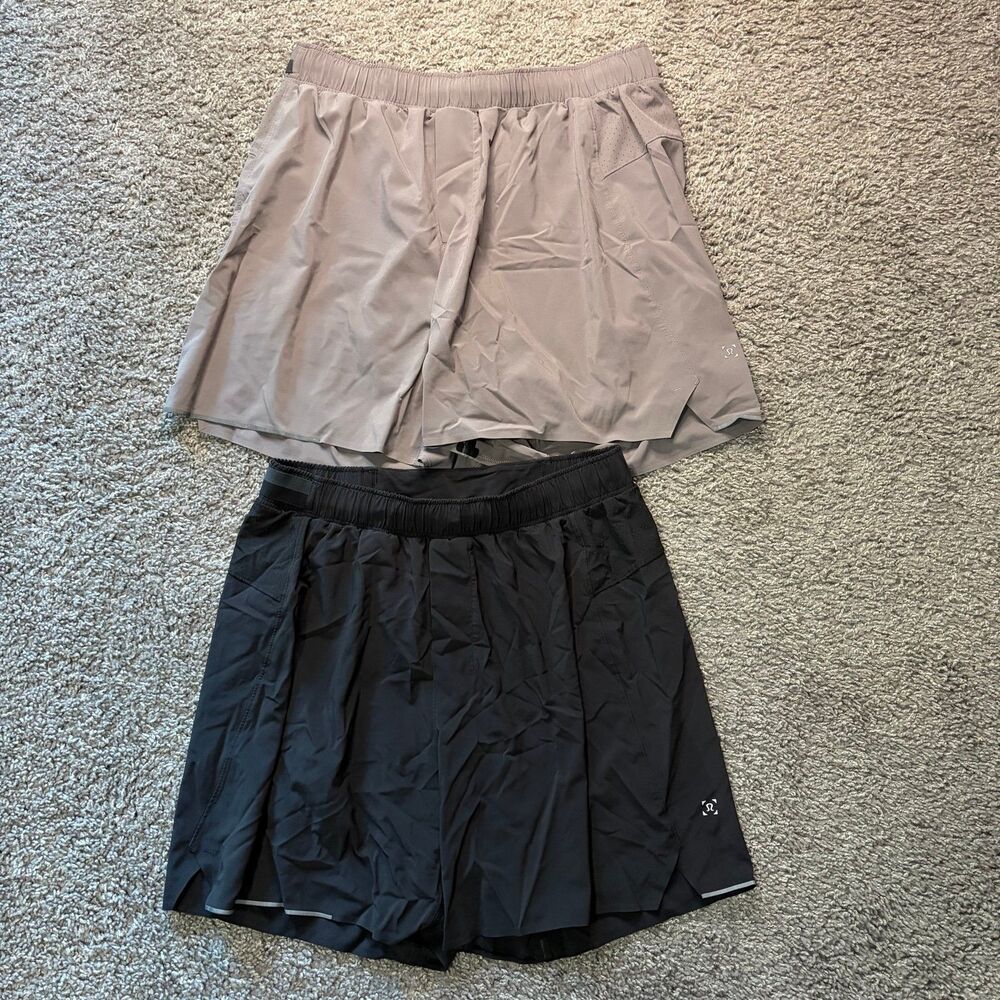 2X Lululemon Fast And Free Lined 6” Shorts Running Gray Black Mens Size Medium